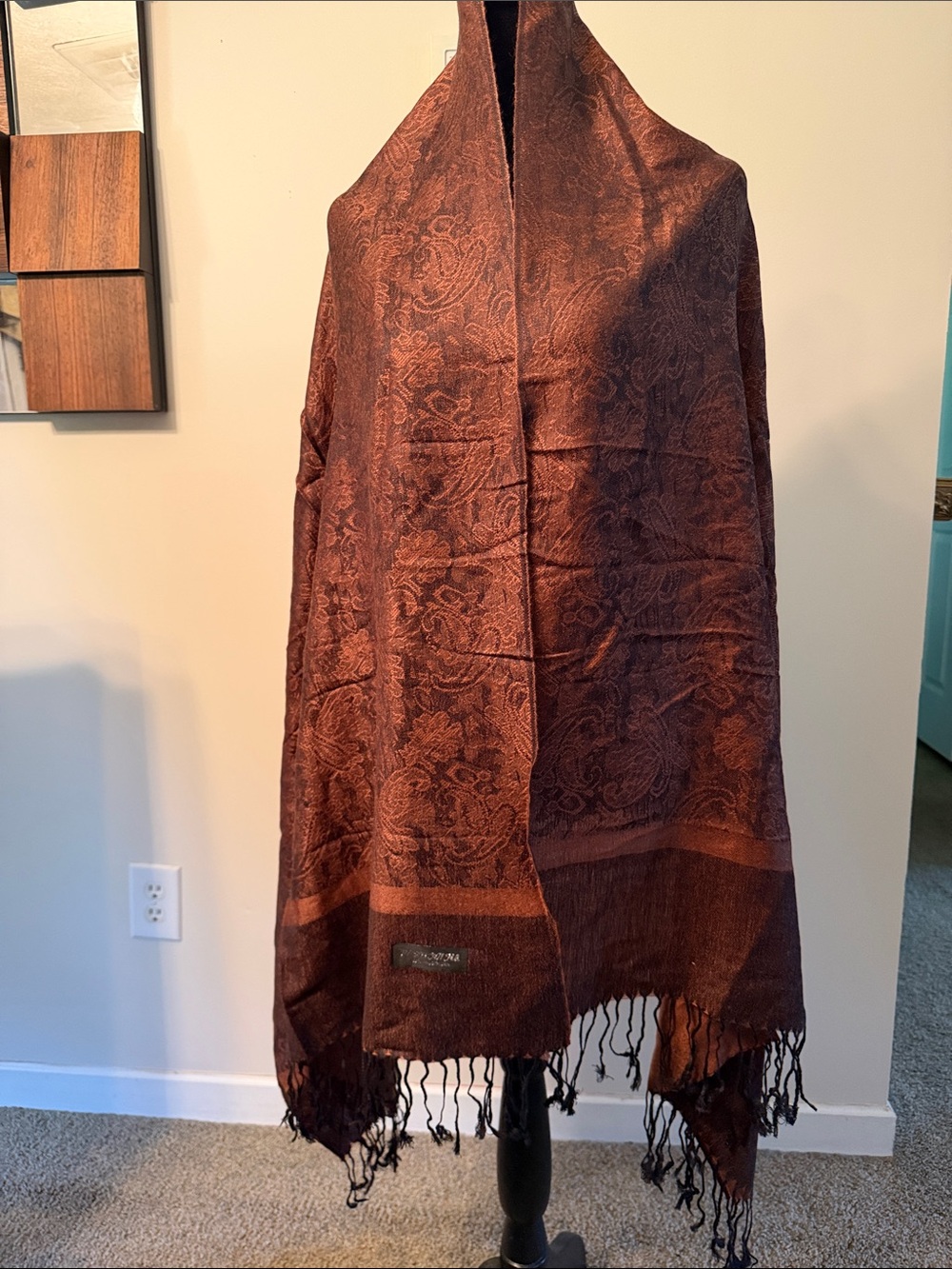 pashmina Rich Chocolate Paisley Wrap